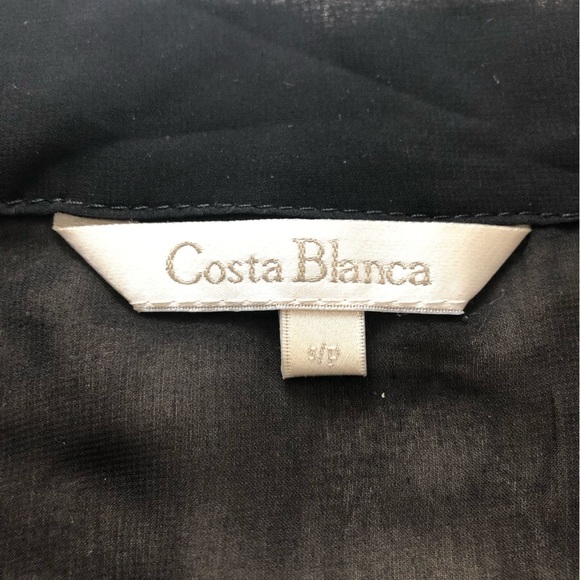 Costa Blanca Tie Neck Sheer Chiffon Blouse in Black - Picture 9 of 10